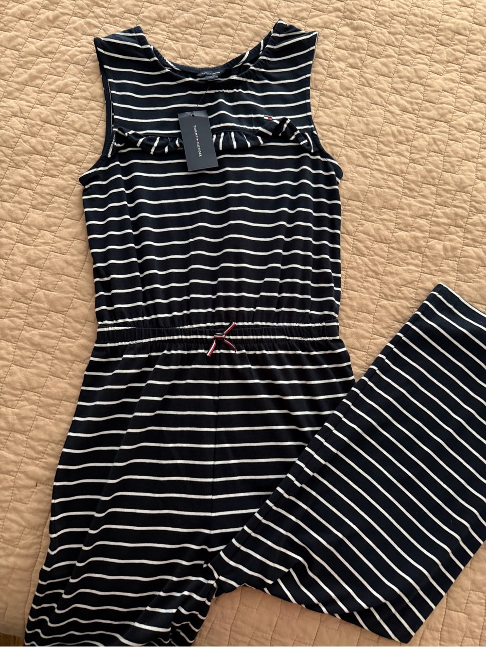 Tommy Hilfiger Navy & White Striped Sleeveless One-Piece